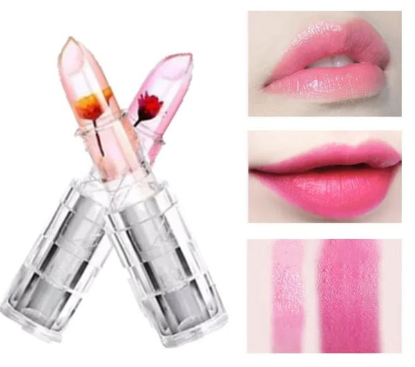 Transparent Flower Jelly Lipstick Temperature Change Color Long Lasting Waterproof