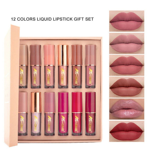 KS-ONE 12 Colors Matte Liquid Lipstick & Lip Gloss Set 2.5ml*12pcs Set