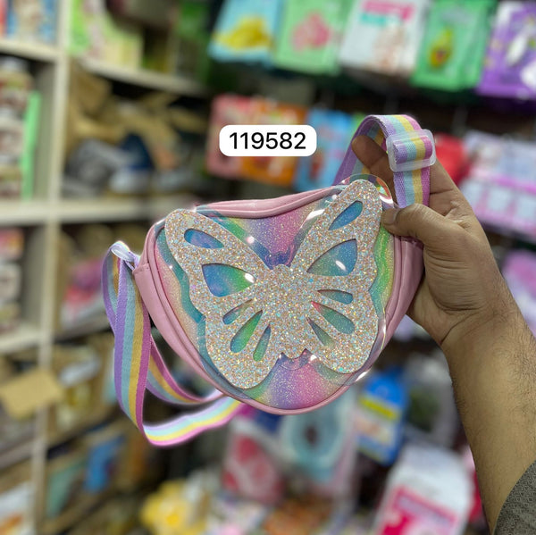 1 Pc Fashionable Shoulder Butterfly Bag With Holographic Glitter Effect