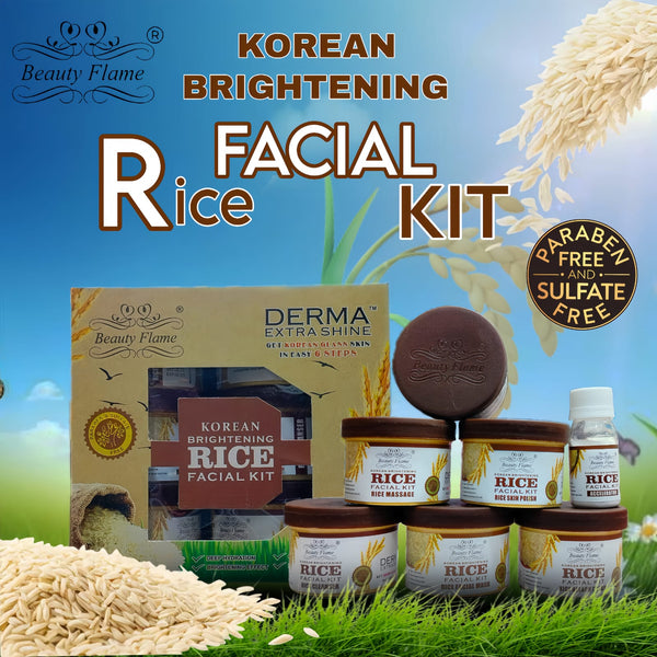 6 Steps Derma Extra Shine  Gloass Beauty Flame Korean Brightening Rice Facial Kit  Paraben & Sulfate Free