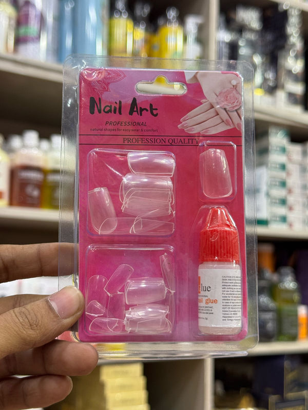 40 PCS TransParent  Artificial Nails With Glue