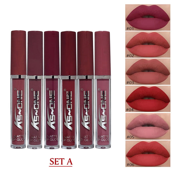 KS ONE Matte Lipgloss Set – 6 Colors, Waterproof & Long Lasting Matte Shades, Soft Texture, Long Stay Smudge-Proof, Vibrant Matte Shades  High Pigment, Waterproof Matte Look For Daily & Party Wear,
