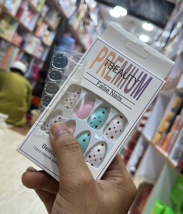 Class Shop Premium 12 Pcs  Nails Mottled Almond False Nails