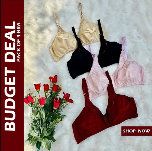 New Pack Of 4 Cotton Bliss High Quality Non Padded Bras