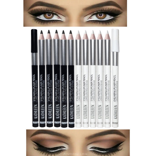 Kathleen 12  pcs Balck And White Eye liner Pencil