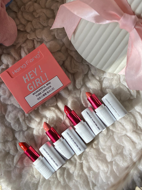 Heng Fang Hey Girl! Mini Lipstick Set – 4 Shades | Matte Finish, Long-Lasting, Travel-Friendly