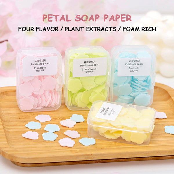 1 Piece Portable Petal Paper Soap Mini Box  Flower Foaming Body Washing Bath, One Time Paper Soap Slice Travel Accessary