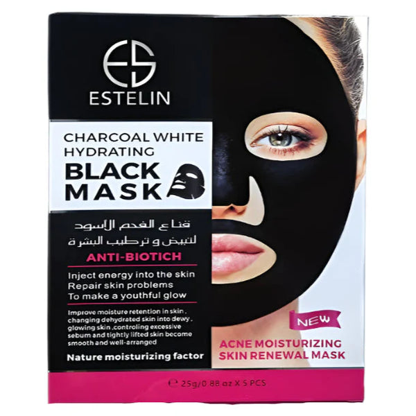 ESTELIN Charcoal White Hydrating Black Mask ES0017 25g*5pcs