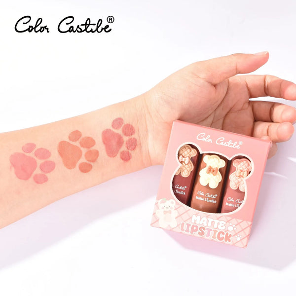 Color Castle Pack Of 3 Bear Shape Matte Lipstick