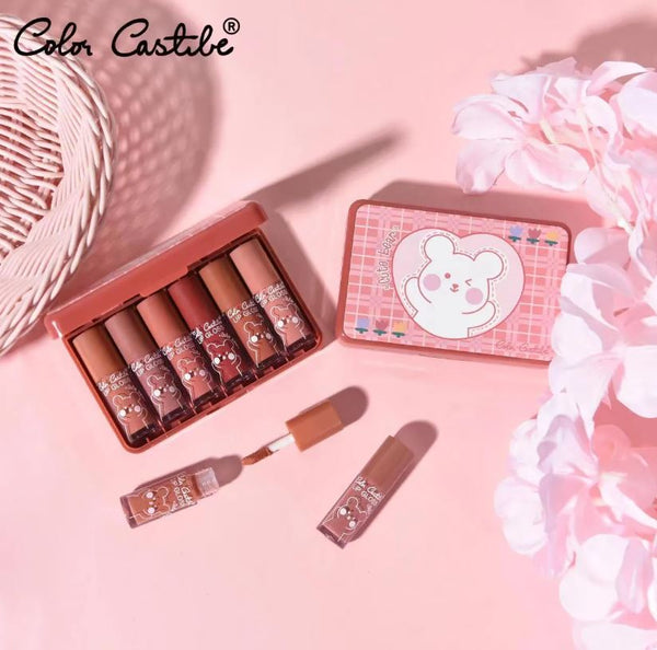 COLOR CASTILE Set of 6 Velvet Long Lasting Waterproof Lipstick Lip Gloss 4149-5/4149-8