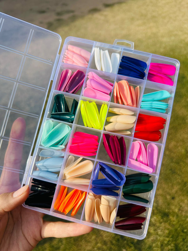 Artificial Nails Pack of 576 Nails With Glue & Sticker (24 Colors)